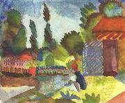 August Macke Tunislandschaft mit sitzendem Araber oil on canvas